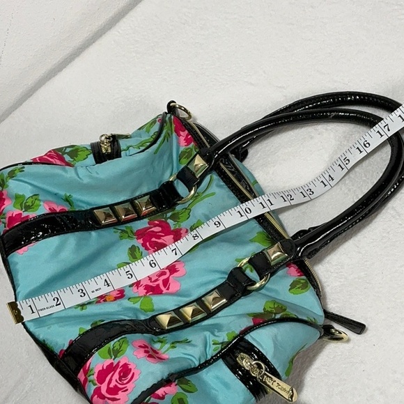 Betsey Johnson Turquoise & Pink Floral Satchel Handbag - Picture 15 of 16